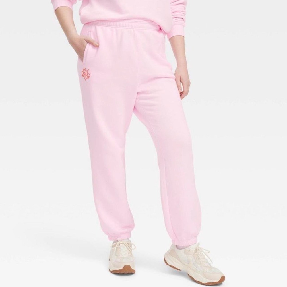 Roller Rabbit x Target Women Light Pink Sweatpant Embroidered Logo Joggers L NWT